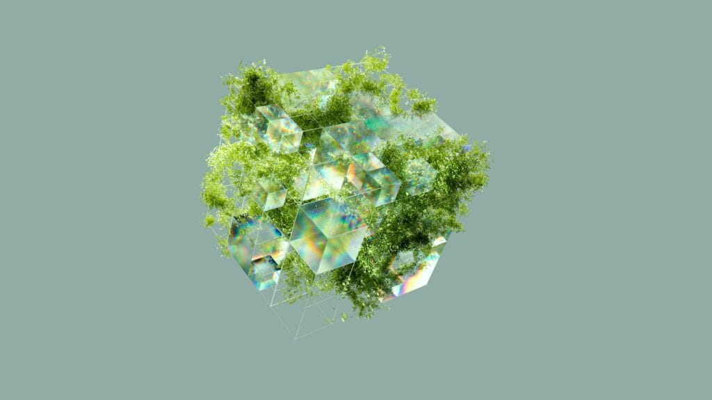 Digital ecosystem concept blending technology with organic growth